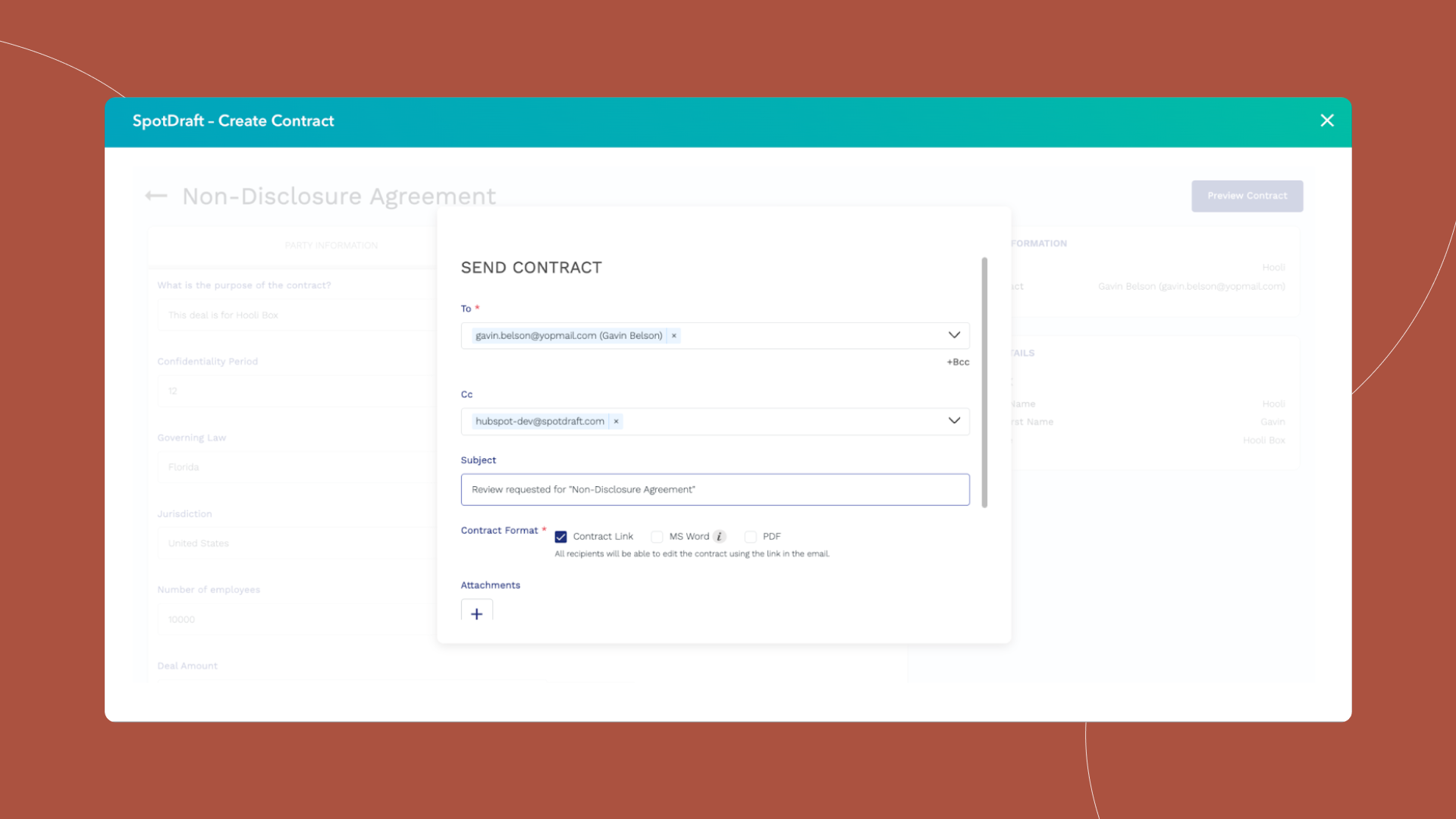 Request signatures from the HubSpot deal.